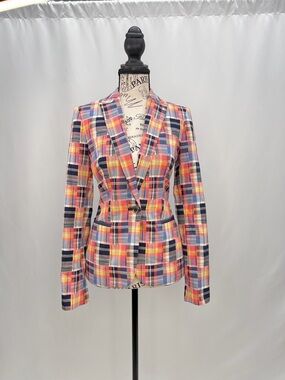 Tommy Hilfiger Multicolor Plaid Single-Button Blazer
